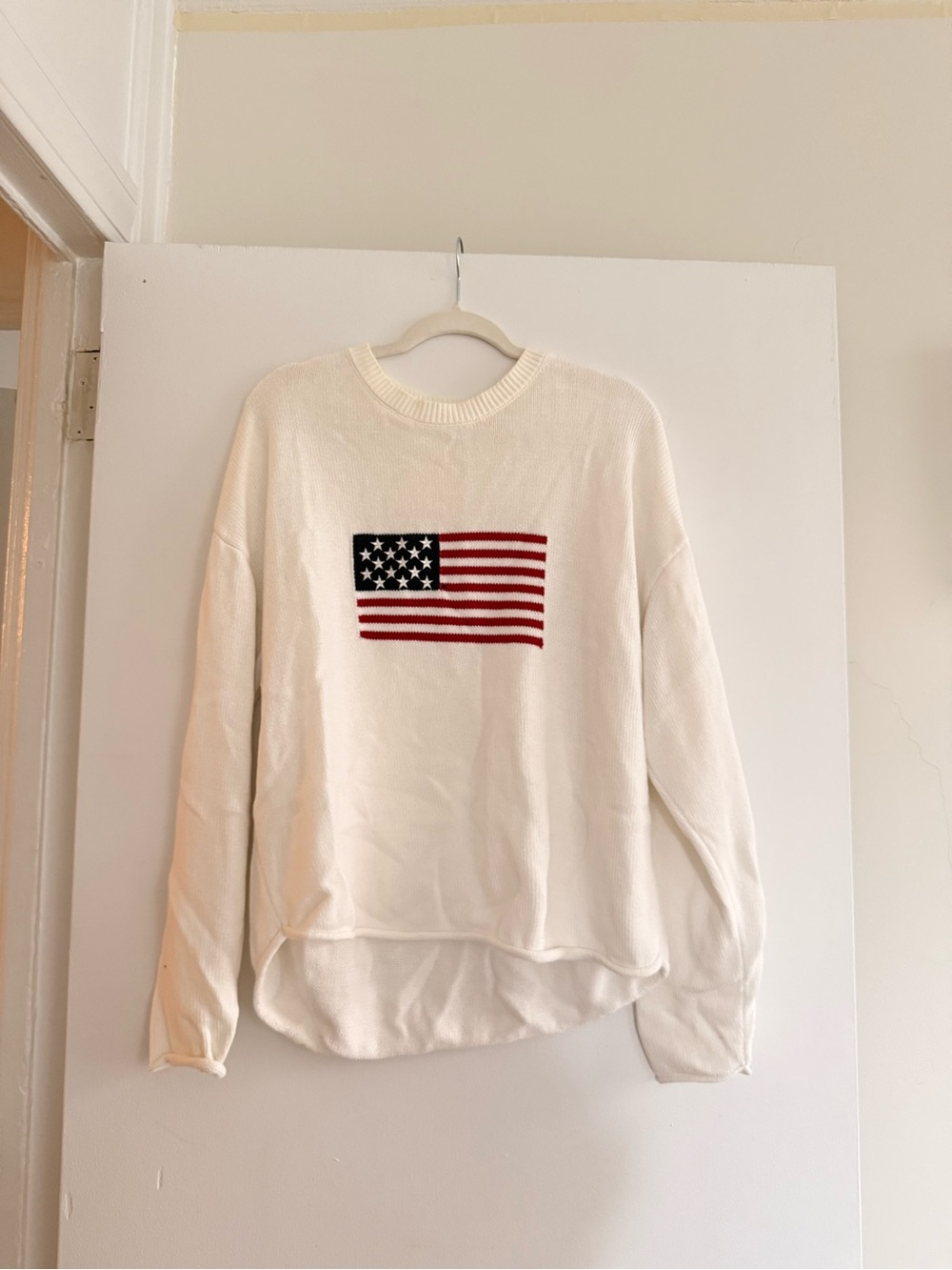 Cream Flag Crewneck Sweater - Women